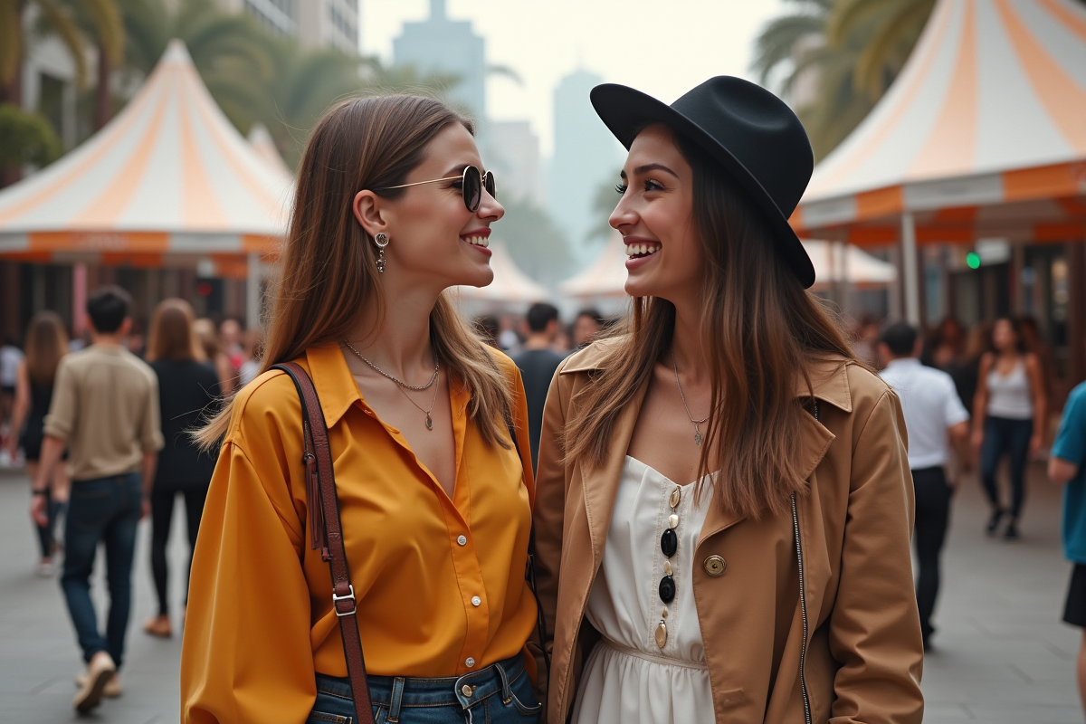 Influenceuse mode et jeune designer lors d