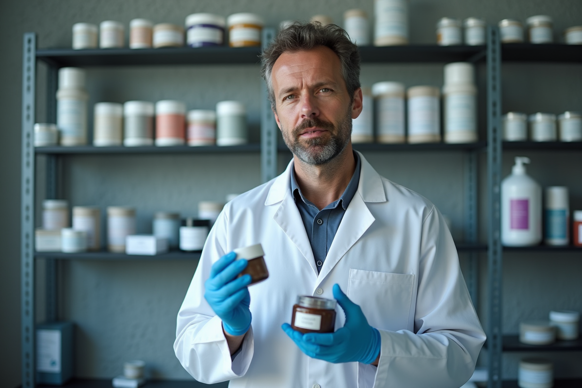 Scientifique expliquant les pigments végétaux en laboratoire